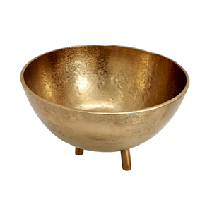 Tazón de Servir de Metal Dorado, Tazón Decorativo Redondo con Acabado Artesanal para Centro de Mesa de Fiesta, Exhibición de Alimentos, Decoración del Hogar - Product Image 1