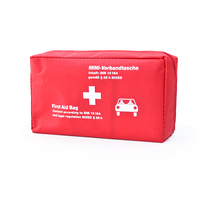 Trousse de premiers soins compacte, légère, imperméable et durable en polyester rouge, conforme à la norme européenne DIN 13164, pour les activités de plein air et les voyages en voiture