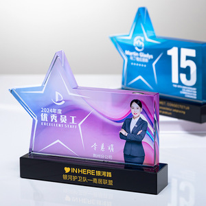 Custom Crystal <b>Trophies</b> Laser <b>Engraved</b> Digital Printing Glass Material Durable Business Gifts Outstanding Individual Medal - Product Image 3