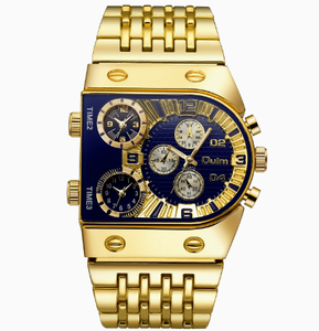 Montre à quartz Oulm HT9315 pour homme, sport et mode, grand cadran avec fonction lumineuse et bracelet en acier, fuseaux horaires multiples, boîtier carré - Product Image 3