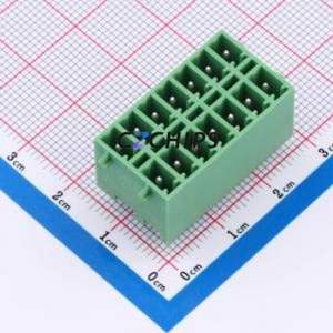 DB2EVHBG-3.81-2*7P-GN Plug-in Terminal Block Through hole,P=3.81mm Board-to-Board / Socket - Closed Snap Fixing 2x7P 3.81mm - Product Image 1