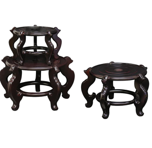 Présentoirs en bois écologiques ronds pour plantes, support de bassin en bois chinois brun foncé - Product Image 1