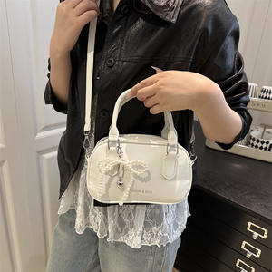 Wholesale Fashionable Simple <b>Small</b> Square Women's New Style Pearl Bow Zipper Closure Shoulder <b>Crossbody</b> <b>Handbag</b> - Product Image 3