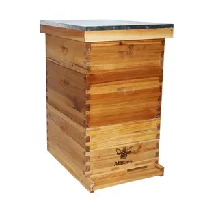 Waxed Bee Hive Kits 30 Frames Complete Langstroth Bee House with 2 Deep 1 Medium hive Boxes