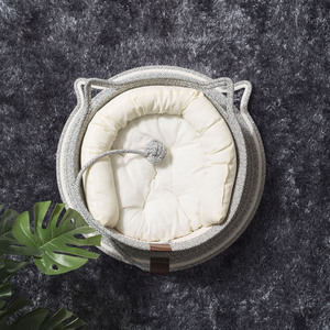 Cotton Rope Cat Bed Round Handmade Woven Pet Bed Four Seasons Cat House Small Medium <b>Large</b> Size Polyester Fiber Fill - Product Image 2