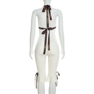 วิวิบลุค C26JP028 จั๊มสูทผู้หญิงฤดูร้อนแบบใหม่ สายคล้องคอ เซ็กซี่ สีพื้น ความยาวปานกลาง สไตล์ลำลอง - Product Image 4