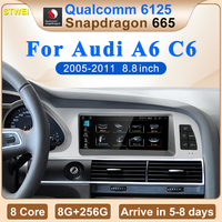 CNSTWEI Nouvel écran multimédia GPS 8,8 pouces Android 14 Snapdragon 665 avec Carplay sans fil pour Audi A6 C6 2005-2011, lecteur CD de tableau de bord