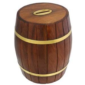 Regalo per bambini fatto a mano Vintage a forma di botte Vintage decorazione per la casa salvadanaio in legno salvadanaio salvadanaio - Product Image 1