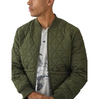 Blouson d'aviateur matelassé à encolure côtelée en nylon avec étiquette tissée en gros pour hommes