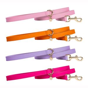 Konfor hissediyorum kolu özel renk turuncu pembe deri Pet kurşun yaka Set lüks el yapımı zanaat yüksek kaliteli deri köpek tasma - Product Image 1