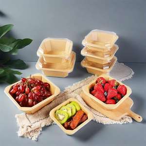 Bon marché, bol à dîner octogonal en papier kraft jetable avec logo personnalisé, couvercle de boîte à fruits étanche à emporter, assiettes en papier, bols - Product Image 6