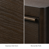 Table de chevet à 3 tiroirs en chêne fumé français pour chambre à coucher, table de chevet en bois foncé, OEM ODM personnalisé