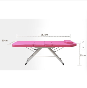 Table de massage pliable rose avec appui-tête intégré, matériau PU, structure métallique, mobilier de salon pour soins de beauté et traitements faciaux - Product Image 2
