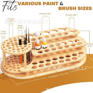 Wooden storage rack, simple paintbrush holder, solid wood perforated paintbrush holder, tiered paint bottle storage rack - Product Image 5