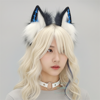 E0095 Bandeau d'oreille animal en fausse fourrure de renard Accessoire pour cheveux Punk Dark Style Wolf Ear Head Hoop Cosplay Prop for Anime Conventions