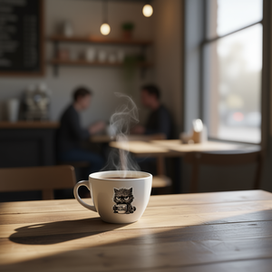 T-shirt a maniche corte Sassy Coffee Cat Lover per adulti, unisex, girocollo, stampa digitale - Product Image 3