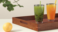 Plateau de service moderne en bambou, durable et unique, plat à collation oriental pour la présentation de bistrots, de thés et de repas, avec finition naturelle