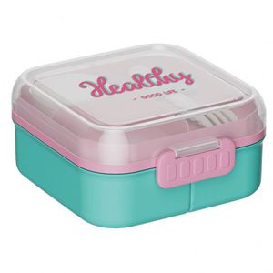 New Flip-Top <b>Microwave</b>-Safe Compartmentalized Lunch Box with Cutlery Student Portable Stripes Design for Cafeteria & Office Use - Product Image 1