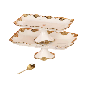 จานผลไม้เซรามิกทรงสูง เป็นมิตรกับสิ่งแวดล้อม เหมาะสำหรับของหวาน ขนมขบเคี้ยว ผลไม้รวม ถั่ว ถาดเสิร์ฟสำหรับชา เค้ก จัดแสดงอาหารใน<span class=keywords><strong>ร้าน</strong></span><span class=keywords><strong>อาหาร</strong></span> - Product Image 2