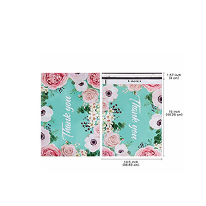 14.5X19 Inch Poly Bưu Phẩm Túi Vận Chuyển Cảm Ơn Bạn Ghi Chú Hoa Bao Quanh Teal Poly Bưu Phẩm Tự Niêm Phong Phong Bì - Product Image 3