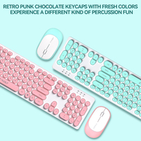 T-WOLF TF770 Keyboard dan Mouse Nirkabel Mini Tipis Pink, Paket Keyboard Mouse, Periferal Komputer, Aksesoris Laptop Kantor