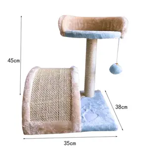 Vendita all'ingrosso telaio del letto palo di legno-Piccola struttura da arrampicata per gatti piattaforma da salto bordo rettifica artiglio tessuto in sisal per tiragraffi per gatti telaio da arrampicata per interni