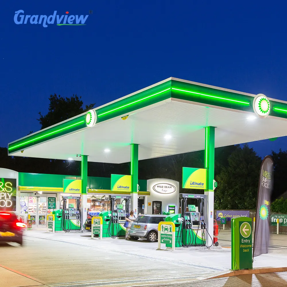 Special Design Prefabricated Steel Structure Petrol Station Canopy Gas Station