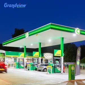 Speciale Ontwerp Geprefabriceerde Stalen Structuur Tankstation Luifel Tankstation