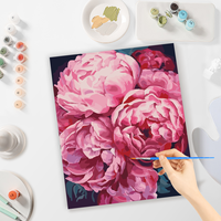 Peinture par numéros pour adultes Kits fleurs moderne mur Art photo par numéros pour la décoration intérieure 40x50cm/16x20 pouces sans