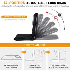 <span class=keywords><strong>Silla</strong></span> de Meditación Plegable con Funda de Lino Lavable, <span class=keywords><strong>Silla</strong></span> de Piso Ajustable en 14 Posiciones con Respaldo - Product Image 2