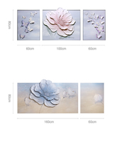 Panneaux décoratifs muraux en résine HDF 3D faits à la main avec un élégant motif de fleurs et de papillons blancs, éclairage LED, pour la décoration de la maison