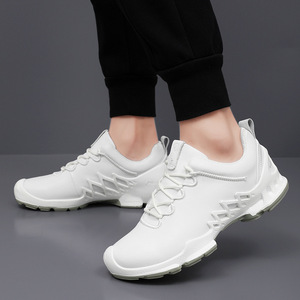 Chaussures décontractées confortables pour hommes, baskets blanches, chaussures de marche rembourrées, style polyvalent pour l'extérieur - Product Image 2