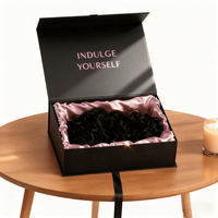 Boîte Noire d'Emballage de Perruque de Luxe en Gros, Boîtes Cadeaux Magnétiques à Logo Personnalisé pour Extensions de Cheveux avec Satin et Ruban