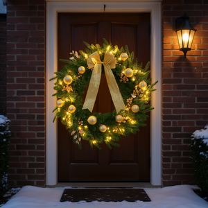 Ghirlanda Natalizia Artificiale D0100HAW79A 24 Pollici Pre-Illuminata con Luci Bianche Calde a Batteria, Decorazione Tradizionale da Appendere alla Porta - Product Image 2