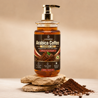 Gel Douche Exfoliant Corporel au Café et Parfumé, Éclaircissant, à la Vitamine C et Niacinamide, Naturel et Bio, Marque Blanche, Format Voyage