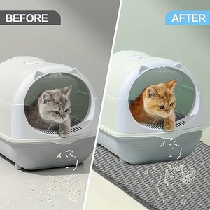 Double Layer Anti-Splashing <b>EVA</b> Cat Litter Trapping <b>Mat</b> Washable Non-Slip Round All Seasons Animal Pattern - Product Image 2