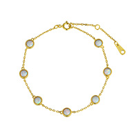 Bracelet en argent sterling S925 avec 7 opales, quartz de luxe léger, bracelet à breloques polyvalent, bijoux de célébrité d'Internet, cadeau