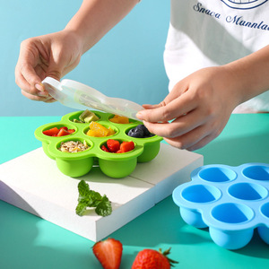 Moule de stockage d'aliments pour bébés en silicone écologique à 7 cavités et <span class=keywords><strong>bac</strong></span> à glace demi-<span class=keywords><strong>boule</strong></span> - Product Image 3