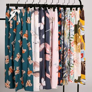 Pantalon long d'été pour <span class=keywords><strong>femme</strong></span>, taille élastique, jambe large, décontracté, pour la maison, pyjama grande taille, imprimé floral - Product Image 6