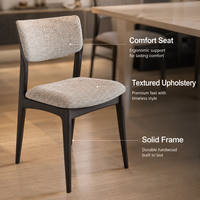 Chaise de salle à manger, tissage en sergé couleur avoine, dossier incurvé, structure en bois dur foncé, pieds effilés pour hôtels, brasseries et cafés