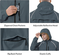 Veste de pluie légère et réfléchissante en PU pour homme, coupe-vent imperméable pour la course à pied, la randonnée et les activités de plein air en automne et en hiver