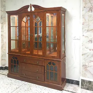 Gabinete clásico de madera debajo de la vid, barra de luz, gabinete de Buffet de vidrio, Mostrador de vino de roble, muebles de sala de estar de lujo