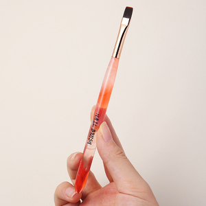 Ensemble de 12 pinceaux pour nail art, manche acrylique, poils en nylon, pinceaux plats et ronds pour la peinture au gel UV, design de manucure en salon - Product Image 4