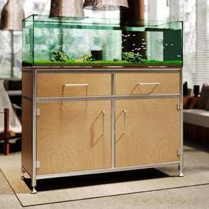 Mobile da Soggiorno con Profilo in Alluminio, Design Moderno e Minimalista, per Acquario e Credenza con Ripiani in Stile Oceanico - Product Image 2