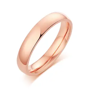 Fashion Rose 14K cincin jari Titanium emas polos Set emas ukuran 11 12 desain grosir untuk pria wanita grosir 24K