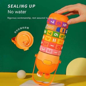 New 430ML Cute Rabbit Student Thermos Cup Stainless Steel Vacuum Flask with Educational Strap Straw for Kids for Math Students - Product Image 5