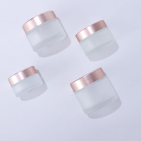 Envase vacío pequeño de lujo para cosméticos, frascos de vidrio blanco para crema facial, glaseado, 5/10/15/20/30/50/60/100g