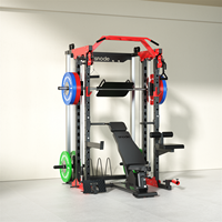 Snode Machine Smith multifonctionnelle avec cadre en acier robuste, tout-en-un pour usage domestique, équipement de musculation complète avec crossover par câble et presse à jambes