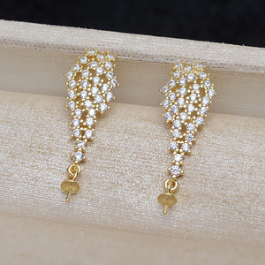 Pendientes de Plata S925 con Borla y Perla de 8-13 mm, Accesorios de Bricolaje para Mujer, Fornituras de Joyería Personalizables-4353 - Product Image 2