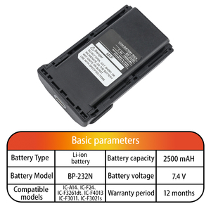 7.<strong>4V</strong> BP-232 BP-232N BP-231 BP-230N Walkie Talkie <strong>Battery</strong> Compatible With Icom IC-A14 IC-A14S IC-F14 IC-F16S IC-F25 IC-F33GS - Product Image 3
